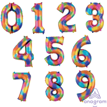 Anagram Rainbow Splash 34" Foil Number Balloons