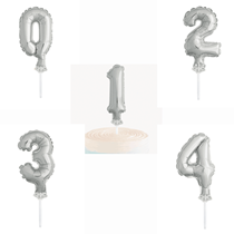 Silver Foil Number Cake Topper 5" Balloons