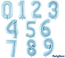 Party Deco Pastel Blue 34" Foil Number Balloons