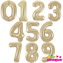 Unique Party White Gold 34" Foil Number Balloons