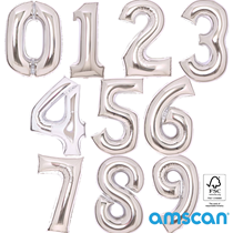 Amscan Large 34" Silver Foil Number Balloons 0 - 9