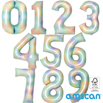 Amscan Large 34" Pastel Rainbow Foil Number Balloons 0 - 9
