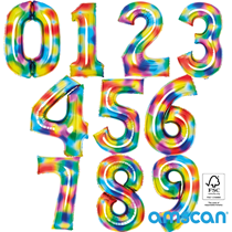 Amscan Large 34" Bright Rainbow Foil Number Balloons 0 - 9
