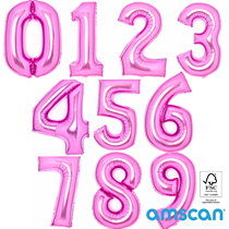 Amscan Large 34" Pink Foil Number Balloons 0 - 9