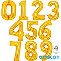 Amscan Large 34" Gold Foil Number Balloons 0 - 9