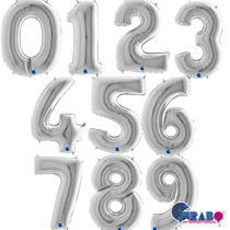 Grabo Silver 40" Foil Number Balloons