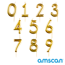 Amscan Metallic Gold 6cm Cake Candles 0 - 9