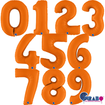 Grabo Orange Matte 40" Number Foil Balloons