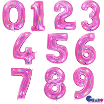 Fucshia Holographic Glitter 40" Foil Number Balloons