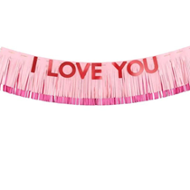 I Love You Pink And Red Fringe Banner 150cm
