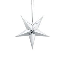 Silver Paper Star Hanging Decoration 30cm