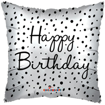 Happy Birthday Dots Square Metallic 18" Foil Balloon