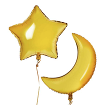 Moon And Star Large Foil Balloons 28" & 24" 2pk
