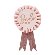 Bride To Be Pink & Rose Gold Rosette Badge