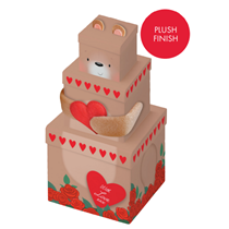 Valentine's Day Teddy Bear Plush Stacker Boxes 3pce