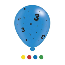 Age 3 Assorted 10" Latex Balloons 8pk