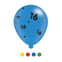 Age 16 Assorted 10" Latex Balloons 8pk