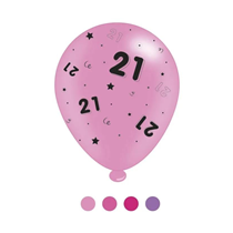 Pink Age 21 Assorted 10" Latex Balloons 8pk