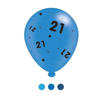 Blue Age 21 Assorted 10" Latex Balloons 8pk