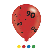  Age 90 Assorted 10" Latex Balloons 8pk