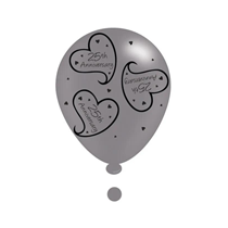 25th Anniversary Silver 10" Latex Balloons 8pk