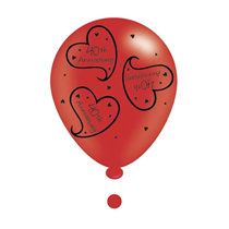 40th Anniversary Ruby Red 10" Latex Balloons 8pk