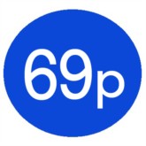 1000 Blue 69p Price Stickers - Single Roll