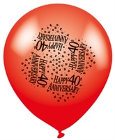 40th Anniversary Latex Balloons 8pk