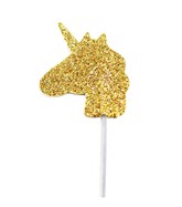 Unicorn Gold Glitter Cupcake Toppers 12pk
