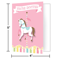 Pink Horse Carousel Party Invitations Baby Shower