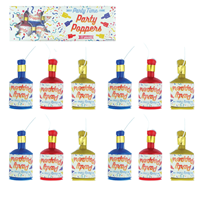 Pack of 12 multi coloured party poppers