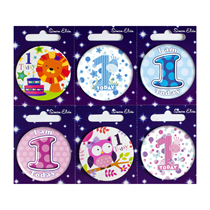  Age 1 Mix Small Badges 55mm 6pk