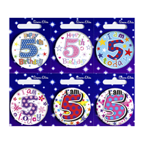 Age 5 Mix Small Badges 55mm 6pk