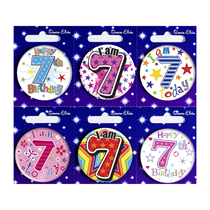 Age 7 Mix Small Badges 55mm 6pk