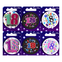 Age 18 Mix Small Badges 55mm 6pk