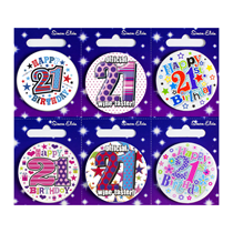 Age 21 Mix Small Badges 55mm 6pk