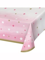Pink Twinkle Little Star Reusable Plastic Tablecover