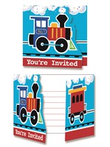 All Aboard Train Party Invitations & Envelopes 8pk
