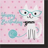 Purrfect Cat Party Happy Birthday Paper Lunch Napkins 12pk