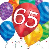 65th Birthday Balloon Blast Luncheon Napkins 16pk