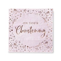 Pink On Your Christening Napkins 16pk