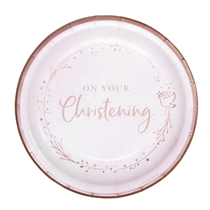 Pink On Your Christening 9" Paper Plates 8pk