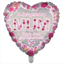 Mum Memorial 18" Heart Shaped Foil Balloon