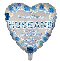 Husband Memorial 18" Heart Shaped Foil Balloon