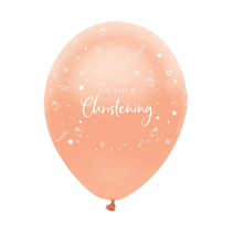 Rose Gold On Your Christening 12" Latex Balloons 6pk