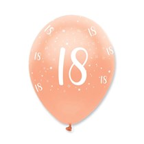 Rose Gold Age 18 Birthday 12" Latex Balloons 6pk