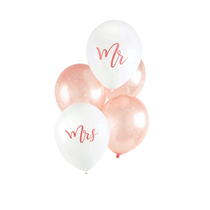 Mr and Mrs Rose Gold Latex Balloons 5pk