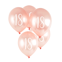 Age 18 Rose Gold 12" Latex Balloons 5pk