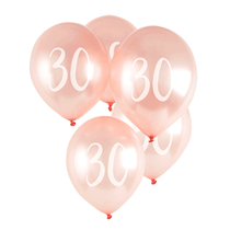 Age 30 Rose Gold 12" Latex Balloons 5pk