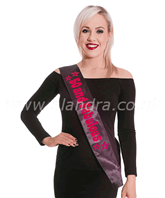 50 And Fabulous Black Satin With Pink Foil Sash